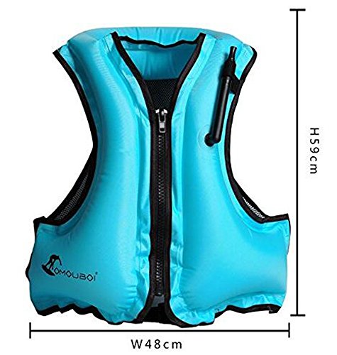 Kingswell Kids Inflatable Swim Vest Teens Life Jacket Portable Buoyancy Safety Aid Vest For Swimming, Snorkeling, Diving-Blue