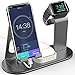 OLEBR Charging stand Aluminum 4 in 1 Compatible for iWatch Series 5/4/3/2/1, AirPods and iPhone 11/ iPhone 11 Pro/iPhone 11 Pro Max/Xs/X Max/XR/X/8/8Plus/7/7 Plus /6S /6S Plus/iPad -Space Grey OB04