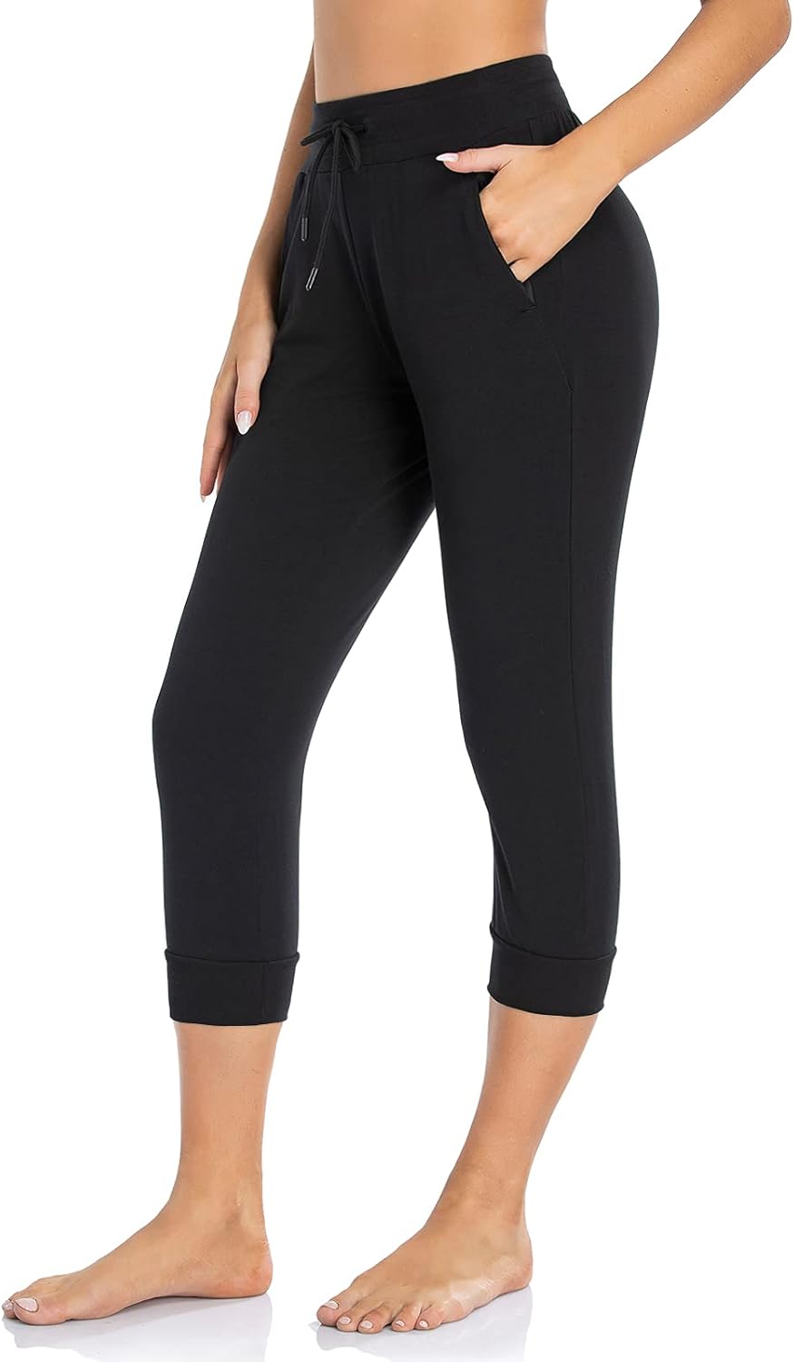 SEVEGO Lightweight Women's 20"/22" Inseam Capri Tall Cotton Soft Jogger with Zipper Pockets: Clothing