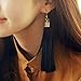 Tassel Dangle Threader Drop Earrings Ear Stud Long Fringe Thread Hoops Linear Tribal Charm Jewelry 3 Pack Orange Red Green