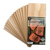 Cedar Grilling Planks 12 Pack Plus 2 Free Alder Planks Western Red Cedar 5 x 11 Inches Size for 2-4 Servings - Cook Salmon, Vegetables, Pork Chops and More