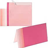 Wishop 50 Pack Pink 5x7 Self-Adhesive Envelopes with Fold Cards 5 Colors for Wedding Invitations and Greeting Cards (Pink 5 Colors, 5x7)