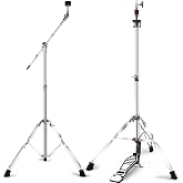 Seteol Hi Hat Stand + Boom Cymbal Stand Set for Crash, Ride, Splash Cymbal | Upgraded 3-Leg Adjustable Hi-Hat Cymbal Stand with Smooth Pedal, Adjustable Boom Cymbal Stand for Drum Hardware