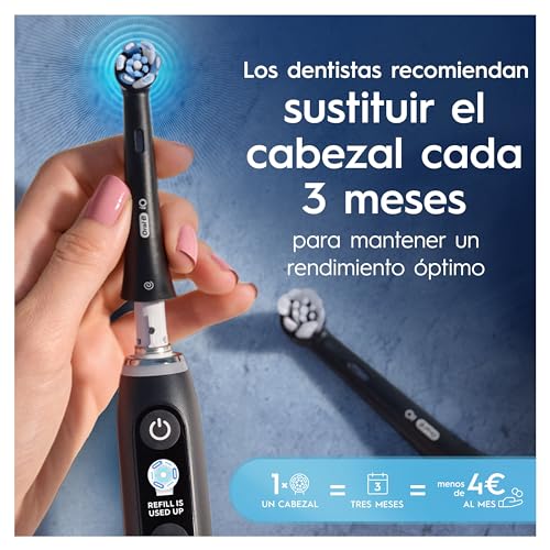 Series iO Ultimate Clean Cabezales De Recambio Originales, Pack de 6 Recambios Negros Para Cepillos De Dientes Eléctricos Oral-B iO, Eliminación Profunda De La Placa Bacteriana