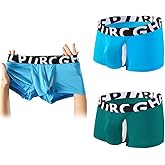 Cerahome Mens Fly Pouch Trunks Separate Front Open Underwear 2 Pairs Breathable Bulge Boxer Briefs Short & Long Leg
