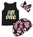 Baby Girl 1st Birthday Outfit Baby First Birthday Clothes Girl Wild One Outfit (12-18 Months,Black-Wild One)