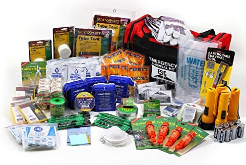 Four Person Standard Disaster & Emergency Survival Kit Perfect for Earthquakes, Hurricanes, Floods, Tornados, Blizzards, Terror Attacks
