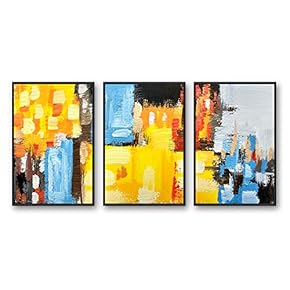Framed Canvas Wall Art for Living Room, Bedroom Abstract Color Collage Pattern Canvas Prints for Home Decoration Ready to Hanging - 16"x24"x3 Panels