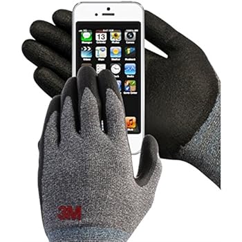3M Comfort Grip Nitrile Foam Work Gloves, Super Grip 200, General Use / for Safety, Texting, Smartphone -5 Pairs- (Medium)