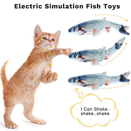 MGLIMZ 11" Moving Cat Kicker Fish Toy, Realistic Plush Simulation