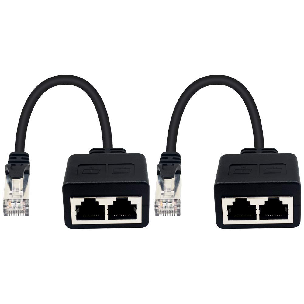Duttek RJ45 Ethernet Splitter, RJ 45 Network Splitter Cable, RJ45 1 Male to 2 Female Network Adapter for Ethernet Cat 5/CAT 6 LAN Cable Extender Surf Online (Use Simultaneously) 20cm (1-Pair)
