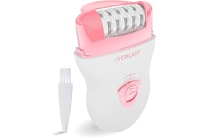 Epilady Speed Corded Epilator for Women, Compact Hair-Removal Device for Legs, Underarms, and Bikini Area, 2 Setting Options, Includes Angled-Trimming Guide, Cord, and Cleaning Brush, Light Pink