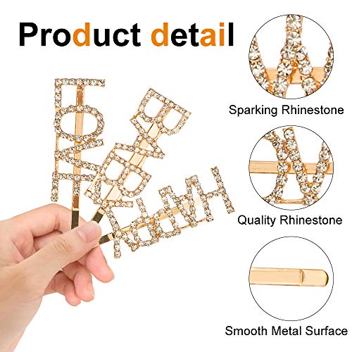 CGBOOM 10PCS Gold Word Hair Clip, Sparkly Letter Rhinestone Hair Pins, Crystal Bobby Pins Barrettes Headwear Luxury Hair Jewellery for Women Girls (Pattern 2) - Thumbnail 4