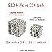 5mm 512 pieces Large Magnetic Balls Building Blocks Sculpture Magnets Educational game Office Magnet Toy Intelligence Development Stress Relief Imagination gift family (set of 216pcs x2 + 80 balls)