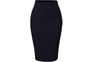 MixMatchy Women's Office Work Pencil Skirt Stretch High Waist Knee Length Bodycon for Business Casual
