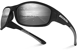 Queshark Polarized Sports Sunglasses for Men and Women Cycling Running Golf Fishing Wrap Around Glasses