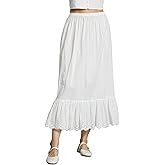 BEAUZSUZSANA 100% Cotton Half Slip Dress for Women Under Dresses Underskirt with Lace Hem Non Cling Antistatic