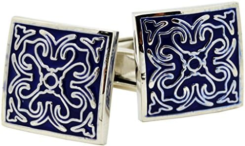 HEHIM(TM) 2 PCS Cuff Links for Men Dark Blue Vintage Stripe With Gift Box FCL-027
