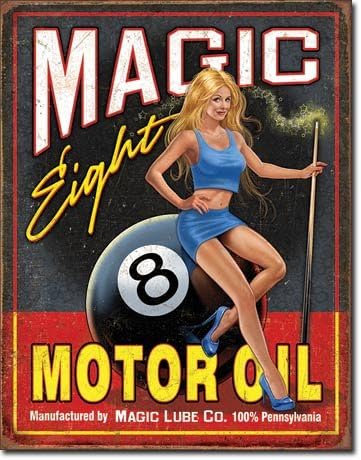 Magic Eight Motor Oil Magic Lube Co. 100% Pennsylvania Distressed Look Tin Collectible Sign Gift