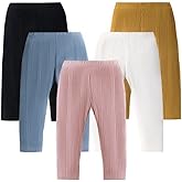 Toddler Baby Girl Legging Pants 5-Pack in Grey White Black Orange and Pink