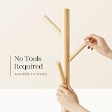 Pipishell Adjustable Wooden Coat Rack 4 Sections 8 Hooks Free Standing Tree view 5