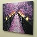 BANBERRY DESIGNS LED Wall Art - Lighted Pathway Canvas Print - Wooden Bridge Flowers and Lights - Purple Home Decor - Each Flickering Light Has an LED - Lighted Wall Art - Measures 12