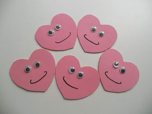 5 Corazones Para Regalo Rosas Con Ojos Movibles De 7 Cm X 8 Cm Aprox Goma Eva Silvys Handmade Amazon Es Handmade