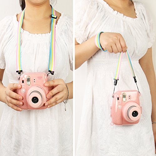 Katia Camera Case Bag Compatible for Fujifilm Instax Mini 9 Instant Camera, also for Fujifilm Instax Mini 8 Instant Film Camera with Strap - Shining Pink