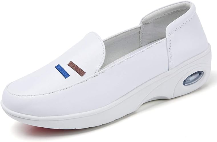white leather sneakers women's nursing shoes