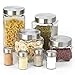 Cook N Home 8-Piece Glass Canister and Spice Jar Set with Lids, 71 oz./2.1L, 60 oz./1.8L, 44 oz./1.3L, 30 oz./0.9L, Clear