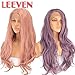 Leeven 24 Inch Purple Glueless Lace Front Wigs Free Part Natural Long Wavy Synthetic Lace Wig Heat Resistant Replacement Fashion Wigs for Women