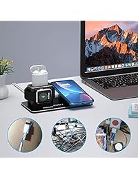JOYEKY   Cargador inalámbrico para iPhone XS Max Xs XR X 8 8 Plus, 3 en 1, soporte de aluminio para Apple Watch Series 4 3 2 1 AirPods