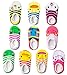 FlyingP 5Pairs Baby Toddler Anti Slip Skid Socks for 6-18 Months Cute Animal Stripes No-Show Crew Boat Socks Baby Socks Footsocks