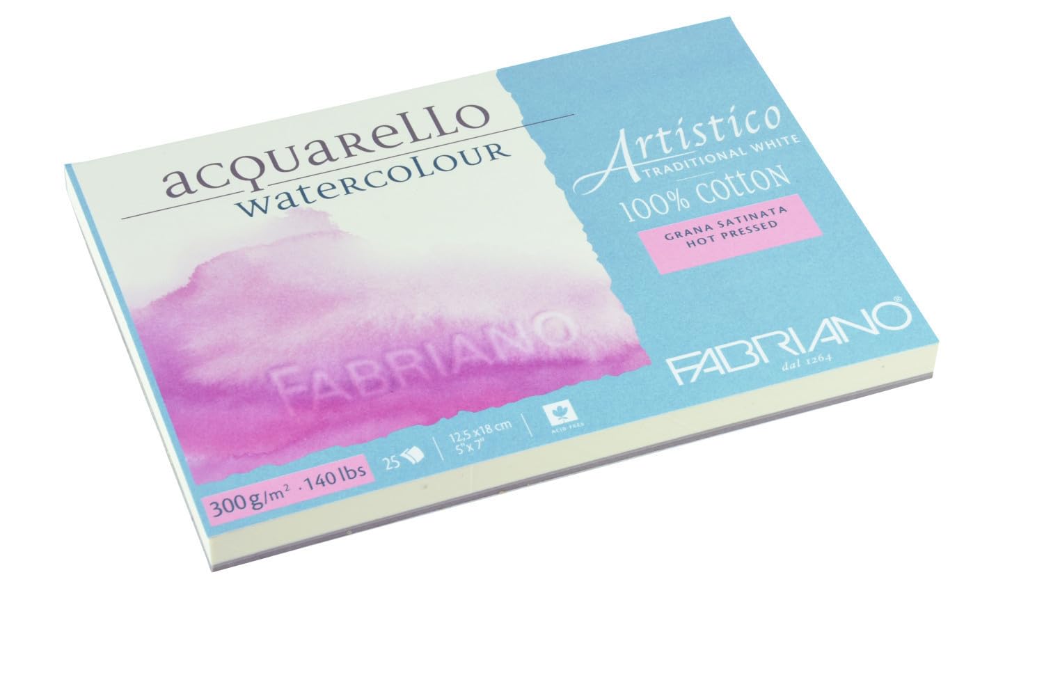 Fabriano ATW BL Echtbuetten Watercolour Paper Hahn Emuehl 4CO 5 x 7-inch, White