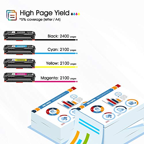 Cool-Toner-Cartucho-de-toner-Compatible-con-para-Usar-en-Lugar-de-HP-415A-415X-W2030A-W2030X-HP-Color-Laserjet-Pro-MFP-M479fdw-M479dw-M479fdn-M454dw-M454dn-NegroCianAmarilloMagentaPack-de-4