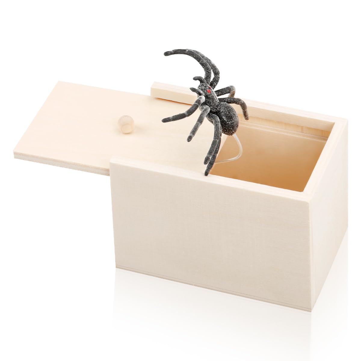 Spider Scare Prank Box, GLADFRESIT Wooden Scarebox Toy, Handmade Prank Spider, Fun Joke Mischief Practical Gifts for Kids Adults Halloween April Fool's Day