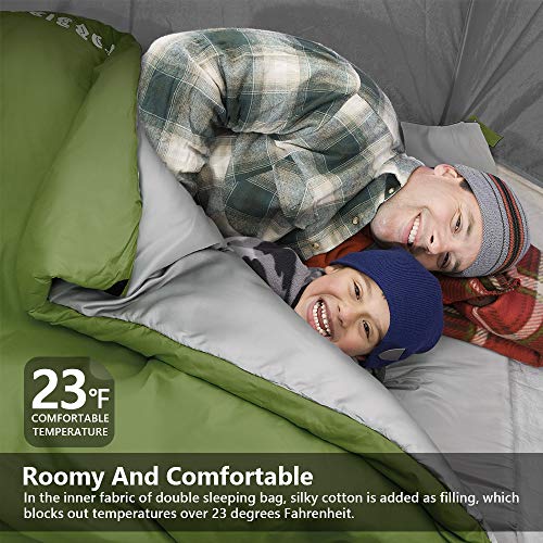 Forbidden Road Double Sleeping Bag Winter -5 ℃/ 23 ℉ 2 Person Waterproof Lightweight Envelope Sleeping Bags 380T Nylon with Free Carrying Bag Perfect - Thumbnail 2