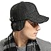 YAKER Men's Winter Warm Woolen Peaked Baseball Cap Hat with Earmuffs Metal Buckle (Grey)
