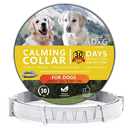 Calming Collars for Dogs- 30 Days Protection for Dogs of All Sizes- Adjustable Reduce Anxiety Collar, Long Lasting Calming Effect 100% No Allergy 100% Waterproof Natural Calm Dog Collars