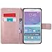 A-slim Galaxy Note 4 Wallet Case, (TM) Sun Pattern Embossed PU Leather Magnetic Flip Cover Card Holders & Hand Strap Wallet Purse Case for Samsung Galaxy Note 4 - Rose Gold