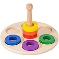 Adena Montessori 6 Rings on Peg Baby Toys for 1 Year Old Infant Toddlers