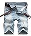 IWOLLENCE Men's Ripped Distressed Slim Fit Elastic Denim Shorts With Hole