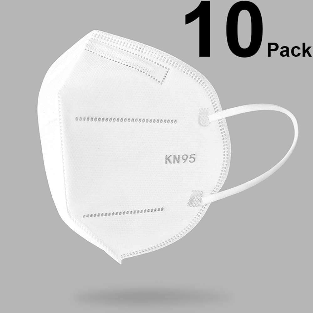 Jugaogao 10 Pcs KN95 Face Mask for Dust Germ Protection Respirator - White 10 Pack