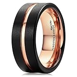 King Will Duo Mens 7mm 8mm Tungsten Carbide Ring Rose Gold/Yellow Gold/Blue/Plated Intermediate Groove Wedding Band
