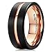 King Will Duo Mens 7mm 8mm Tungsten Carbide Ring Rose Gold/Yellow Gold/Blue/Plated Intermediate Groove Wedding Band