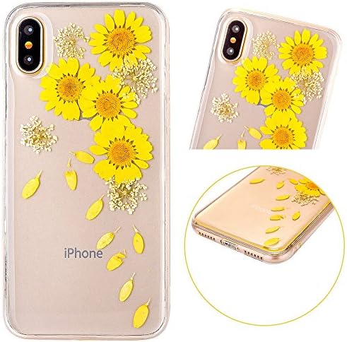iPhone 10 Silicone Case, iPhone X Rear Flowers Clear Case Cover, PLECUPE Ultra Thin Pressed Floral Pattern Flexible TPU Rubber Gel Transparent Case Skin for iPhone X, Floral#6