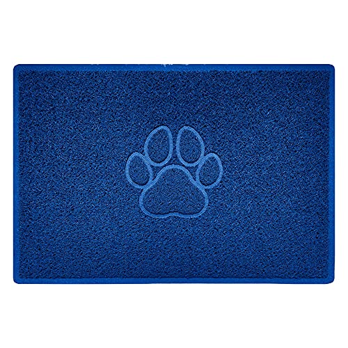 Nicoman Paw Embossed Shape Indoor Outdoor Dirt-Trapper Door Mat Washable Barrier Heavy Duty Doormat - (Watertight Rubber-Back, Large, Blue, 90 x 60cm)
