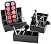 Unum Large Black Makeup Brush Holder Organizer - Thick Sturdy Acrylic - 4 Compartment Makeup Brush Storage for Oval Brushes, Cosmetic Tools - Includes Makeup Brush Cleaner, 9