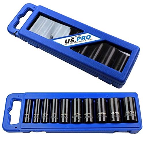 10pc Deep Impact Socket Set 3/8" Drive Long Reach Thin Wall Sockets 10-24mm