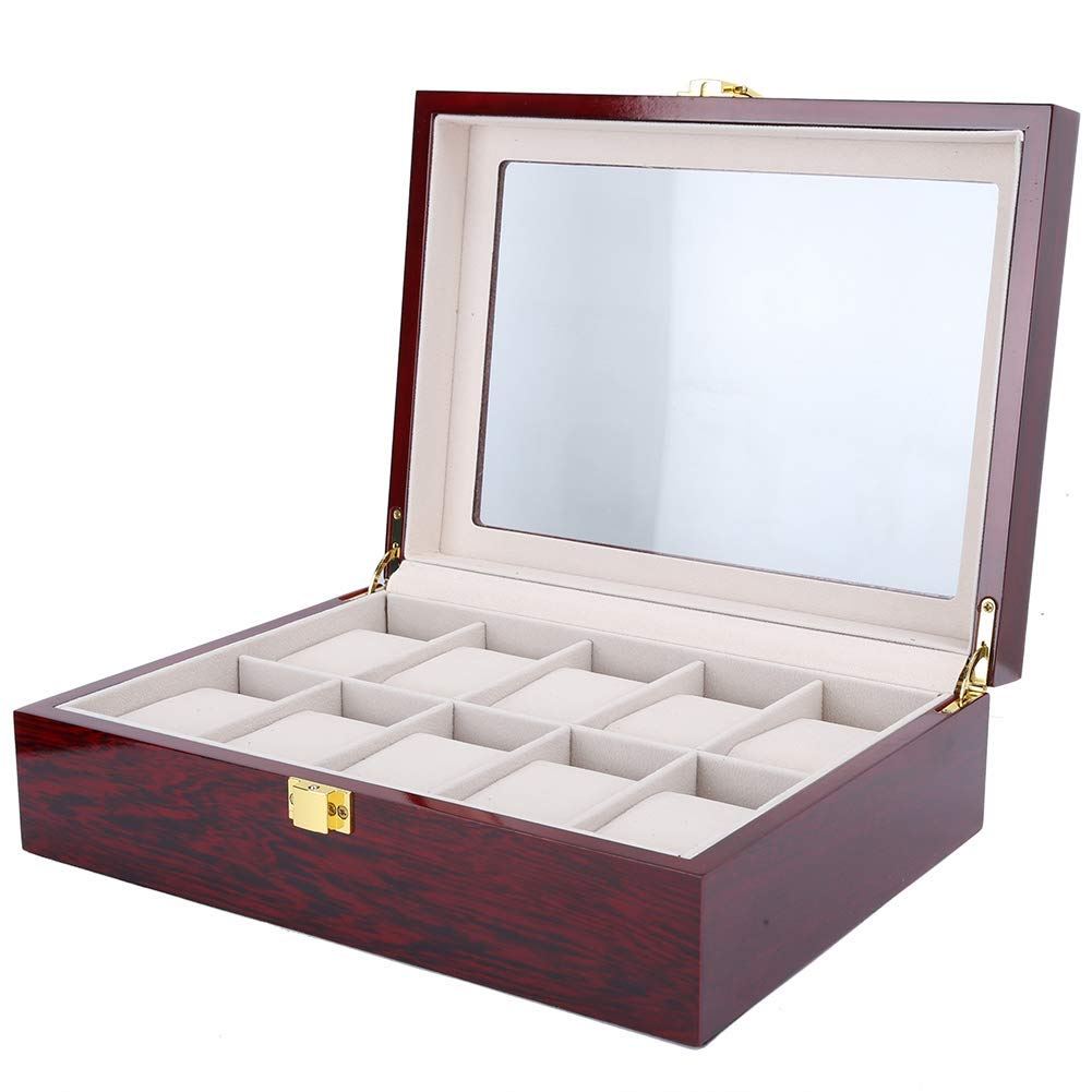 Mens Jewelry Organizer, Watch Cases, Wooden No Fading Flannel Inner Jewelry for Displaying/Storing Watch/Jewelry Watches Preventing Dust and Scratches
